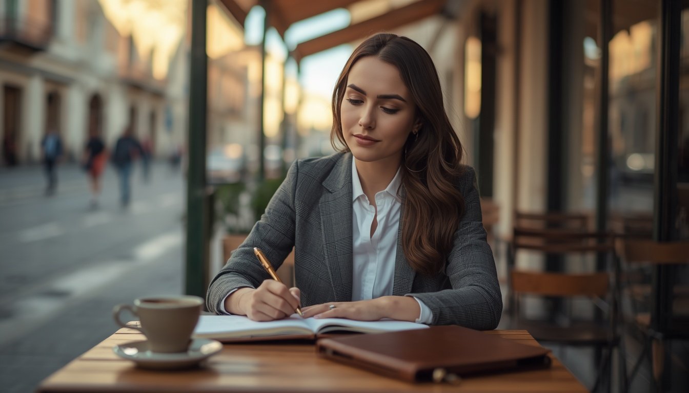 Profesional latinoamericano revisando documentos de visa de trabajo para Italia en 2026